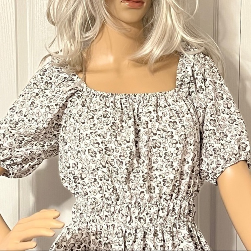 NINE WEST Gray Ladies Peplum Floral Top - Picture 6 of 7